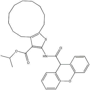 isopropyl 2-[(9H-xanthen-9-ylcarbonyl)amino]-4,5,6,7,8,9,10,11,12,13-decahydrocyclododeca[b]thiophene-3-carboxylate 结构式