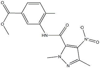 methyl 3-[({4-nitro-1,3-dimethyl-1H-pyrazol-5-yl}carbonyl)amino]-4-methylbenzoate,514856-05-4,结构式