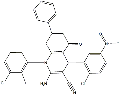 514856-19-0 2-amino-4-{2-chloro-5-nitrophenyl}-1-(3-chloro-2-methylphenyl)-5-oxo-7-phenyl-1,4,5,6,7,8-hexahydro-3-quinolinecarbonitrile