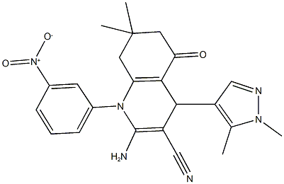 514857-04-6 2-amino-4-(1,5-dimethyl-1H-pyrazol-4-yl)-1-{3-nitrophenyl}-7,7-dimethyl-5-oxo-1,4,5,6,7,8-hexahydroquinoline-3-carbonitrile