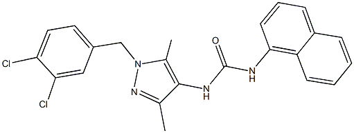 N-[1-(3,4-dichlorobenzyl)-3,5-dimethyl-1H-pyrazol-4-yl]-N'-(1-naphthyl)urea Struktur