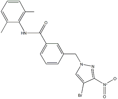 3-({4-bromo-3-nitro-1H-pyrazol-1-yl}methyl)-N-(2,6-dimethylphenyl)benzamide 结构式