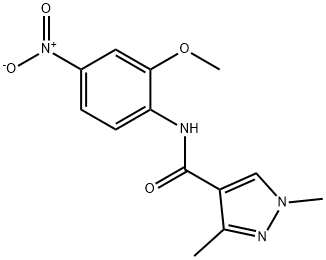 N-{4-nitro-2-methoxyphenyl}-1,3-dimethyl-1H-pyrazole-4-carboxamide 化学構造式