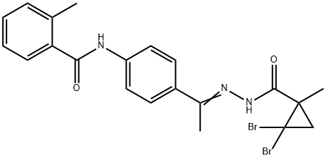 N-(4-{N-[(2,2-dibromo-1-methylcyclopropyl)carbonyl]ethanehydrazonoyl}phenyl)-2-methylbenzamide Structure