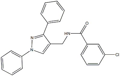 3-chloro-N-[(1,3-diphenyl-1H-pyrazol-4-yl)methyl]benzamide,515120-23-7,结构式