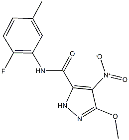 N-(2-fluoro-5-methylphenyl)-4-nitro-3-methoxy-1H-pyrazole-5-carboxamide Struktur