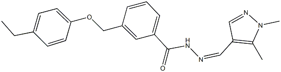 N'-[(1,5-dimethyl-1H-pyrazol-4-yl)methylene]-3-[(4-ethylphenoxy)methyl]benzohydrazide 结构式