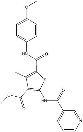 methyl 5-[(4-methoxyanilino)carbonyl]-4-methyl-2-[(3-pyridinylcarbonyl)amino]-3-thiophenecarboxylate,515120-92-0,结构式