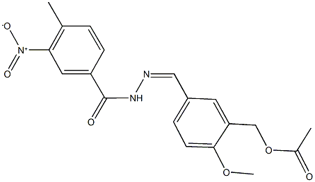 5-(2-{3-nitro-4-methylbenzoyl}carbohydrazonoyl)-2-methoxybenzyl acetate Structure