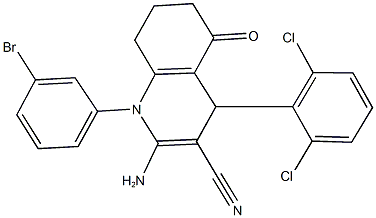 2-amino-1-(3-bromophenyl)-4-(2,6-dichlorophenyl)-5-oxo-1,4,5,6,7,8-hexahydro-3-quinolinecarbonitrile,515121-50-3,结构式