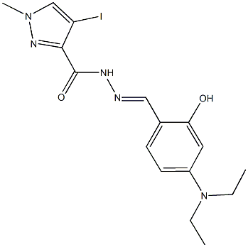 N'-[4-(diethylamino)-2-hydroxybenzylidene]-4-iodo-1-methyl-1H-pyrazole-3-carbohydrazide 化学構造式