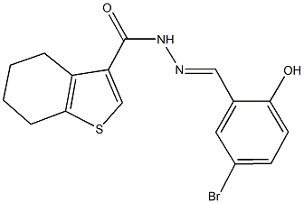 N'-(5-bromo-2-hydroxybenzylidene)-4,5,6,7-tetrahydro-1-benzothiophene-3-carbohydrazide Struktur