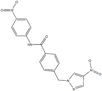 N-{4-nitrophenyl}-4-({4-nitro-1H-pyrazol-1-yl}methyl)benzamide 化学構造式