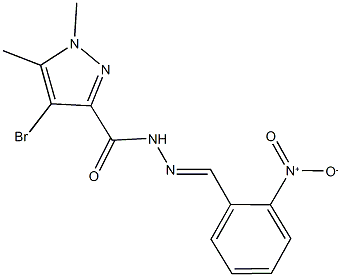4-bromo-N'-{2-nitrobenzylidene}-1,5-dimethyl-1H-pyrazole-3-carbohydrazide 结构式