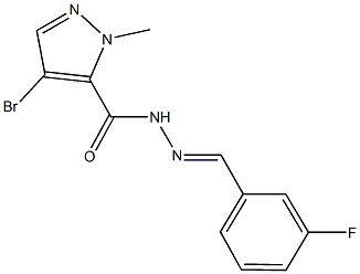 4-bromo-N'-(3-fluorobenzylidene)-1-methyl-1H-pyrazole-5-carbohydrazide 化学構造式