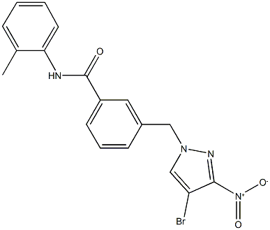 3-({4-bromo-3-nitro-1H-pyrazol-1-yl}methyl)-N-(2-methylphenyl)benzamide Structure