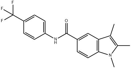 1,2,3-trimethyl-N-[4-(trifluoromethyl)phenyl]-1H-indole-5-carboxamide,515122-36-8,结构式