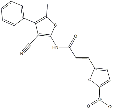 N-(3-cyano-5-methyl-4-phenyl-2-thienyl)-3-{5-nitro-2-furyl}acrylamide Struktur