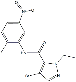 4-bromo-1-ethyl-N-{5-nitro-2-methylphenyl}-1H-pyrazole-5-carboxamide,515122-68-6,结构式