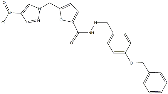 N'-[4-(benzyloxy)benzylidene]-5-({4-nitro-1H-pyrazol-1-yl}methyl)-2-furohydrazide Struktur