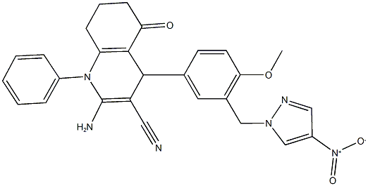 515148-95-5 2-amino-4-[3-({4-nitro-1H-pyrazol-1-yl}methyl)-4-methoxyphenyl]-5-oxo-1-phenyl-1,4,5,6,7,8-hexahydro-3-quinolinecarbonitrile