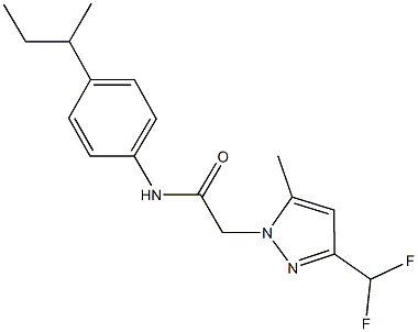 N-(4-sec-butylphenyl)-2-[3-(difluoromethyl)-5-methyl-1H-pyrazol-1-yl]acetamide 化学構造式