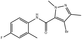 4-bromo-N-(4-fluoro-2-methylphenyl)-1,3-dimethyl-1H-pyrazole-5-carboxamide Structure