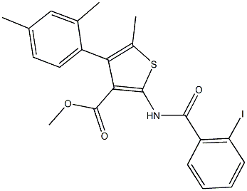 methyl 4-(2,4-dimethylphenyl)-2-[(2-iodobenzoyl)amino]-5-methyl-3-thiophenecarboxylate Structure