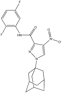 1-(1-adamantyl)-N-(2,5-difluorophenyl)-4-nitro-1H-pyrazole-3-carboxamide 化学構造式