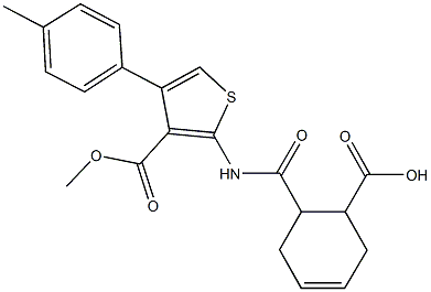 6-({[3-(methoxycarbonyl)-4-(4-methylphenyl)-2-thienyl]amino}carbonyl)-3-cyclohexene-1-carboxylic acid,515150-03-5,结构式