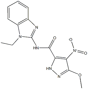 N-(1-ethyl-1H-benzimidazol-2-yl)-4-nitro-3-methoxy-1H-pyrazole-5-carboxamide Structure