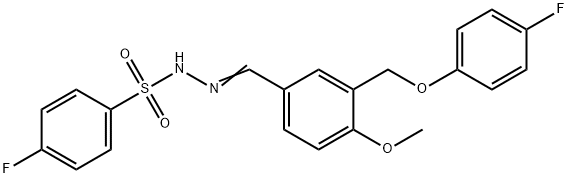 4-fluoro-N'-{3-[(4-fluorophenoxy)methyl]-4-methoxybenzylidene}benzenesulfonohydrazide Struktur