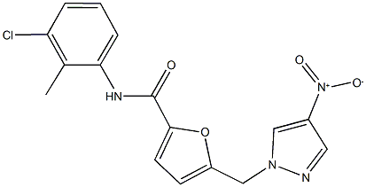 N-(3-chloro-2-methylphenyl)-5-({4-nitro-1H-pyrazol-1-yl}methyl)-2-furamide Structure