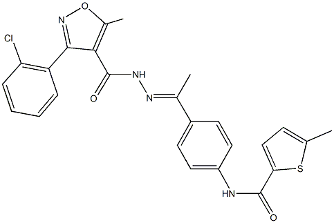 N-[4-(N-{[3-(2-chlorophenyl)-5-methyl-4-isoxazolyl]carbonyl}ethanehydrazonoyl)phenyl]-5-methyl-2-thiophenecarboxamide Structure