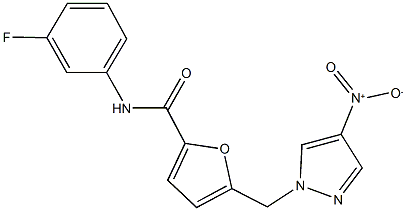 N-(3-fluorophenyl)-5-({4-nitro-1H-pyrazol-1-yl}methyl)-2-furamide 结构式