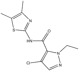 4-chloro-N-(4,5-dimethyl-1,3-thiazol-2-yl)-1-ethyl-1H-pyrazole-5-carboxamide 结构式