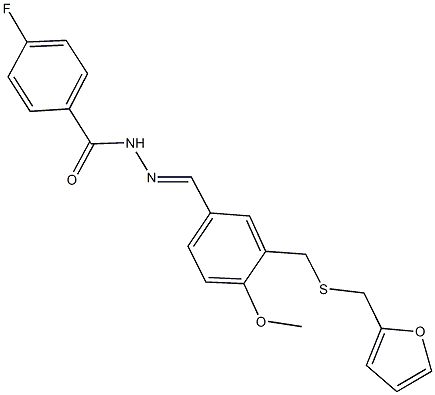 4-fluoro-N'-(3-{[(2-furylmethyl)sulfanyl]methyl}-4-methoxybenzylidene)benzohydrazide,515150-82-0,结构式