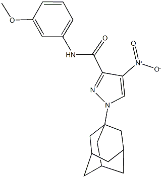 1-(1-adamantyl)-4-nitro-N-(3-methoxyphenyl)-1H-pyrazole-3-carboxamide Struktur