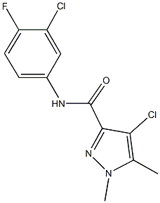 4-chloro-N-(3-chloro-4-fluorophenyl)-1,5-dimethyl-1H-pyrazole-3-carboxamide 化学構造式