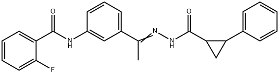 2-fluoro-N-(3-{N-[(2-phenylcyclopropyl)carbonyl]ethanehydrazonoyl}phenyl)benzamide Struktur