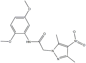 N-(2,5-dimethoxyphenyl)-2-{4-nitro-3,5-dimethyl-1H-pyrazol-1-yl}acetamide 化学構造式