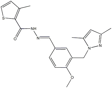 N'-{3-[(3,5-dimethyl-1H-pyrazol-1-yl)methyl]-4-methoxybenzylidene}-3-methyl-2-thiophenecarbohydrazide Structure