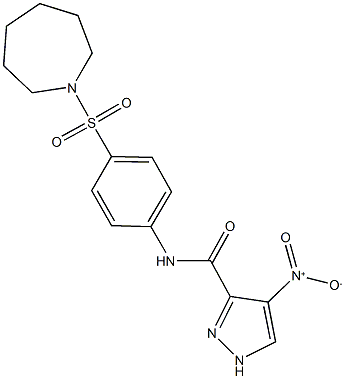 N-[4-(1-azepanylsulfonyl)phenyl]-4-nitro-1H-pyrazole-3-carboxamide Struktur