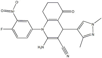 515151-58-3 2-amino-4-(1,3-dimethyl-1H-pyrazol-4-yl)-1-{4-fluoro-3-nitrophenyl}-5-oxo-1,4,5,6,7,8-hexahydro-3-quinolinecarbonitrile