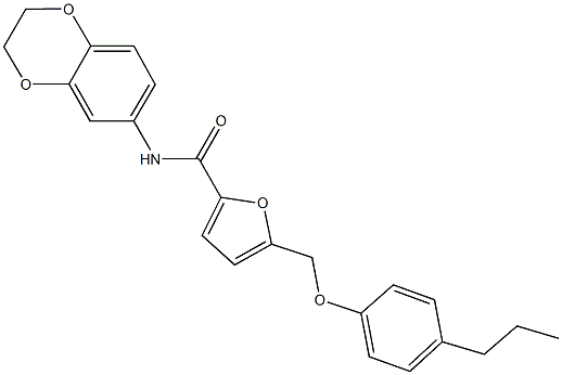 N-(2,3-dihydro-1,4-benzodioxin-6-yl)-5-[(4-propylphenoxy)methyl]-2-furamide 化学構造式