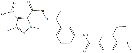 N-{3-[N-({4-nitro-1,3-dimethyl-1H-pyrazol-5-yl}carbonyl)ethanehydrazonoyl]phenyl}-3,4-dimethoxybenzamide Struktur