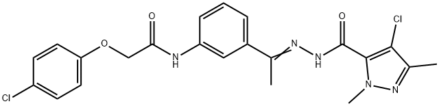 N-(3-{N-[(4-chloro-1,3-dimethyl-1H-pyrazol-5-yl)carbonyl]ethanehydrazonoyl}phenyl)-2-(4-chlorophenoxy)acetamide Structure