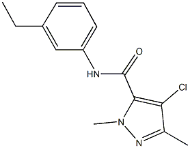 4-chloro-N-(3-ethylphenyl)-1,3-dimethyl-1H-pyrazole-5-carboxamide 结构式