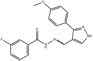 3-fluoro-N'-{[3-(4-methoxyphenyl)-1H-pyrazol-4-yl]methylene}benzohydrazide Struktur