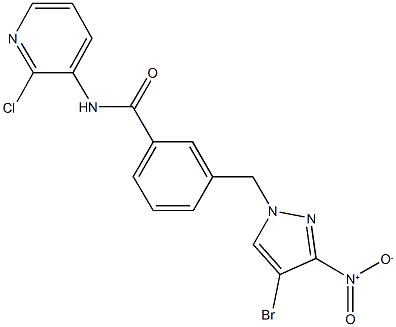 3-({4-bromo-3-nitro-1H-pyrazol-1-yl}methyl)-N-(2-chloro-3-pyridinyl)benzamide Struktur